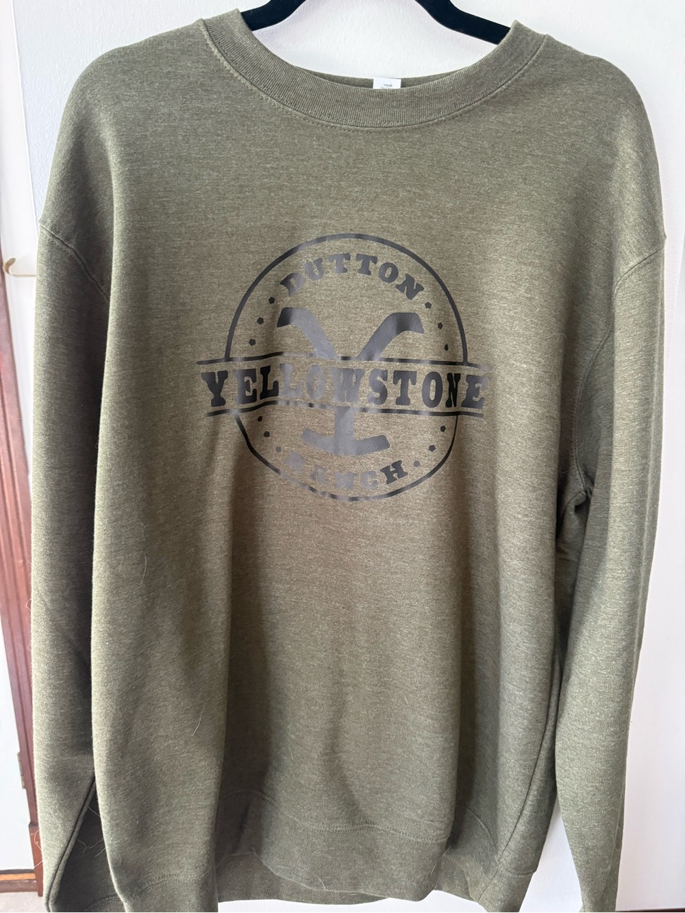 Yellowstone Logo Crewneck Sweater in Olive Green